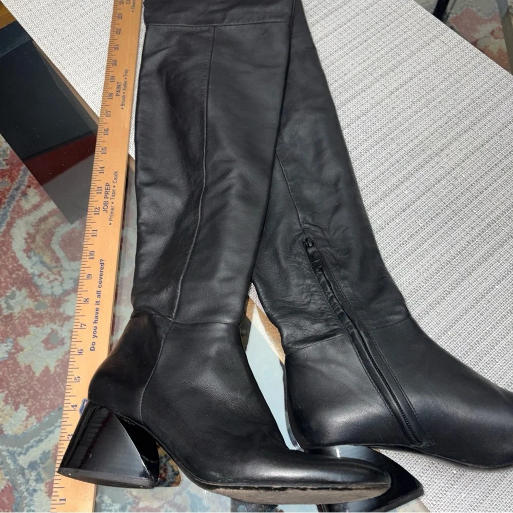 MERCEDES CASTILLO aymelin Black leatherOver the Knee Boots, retail $875 size8/38